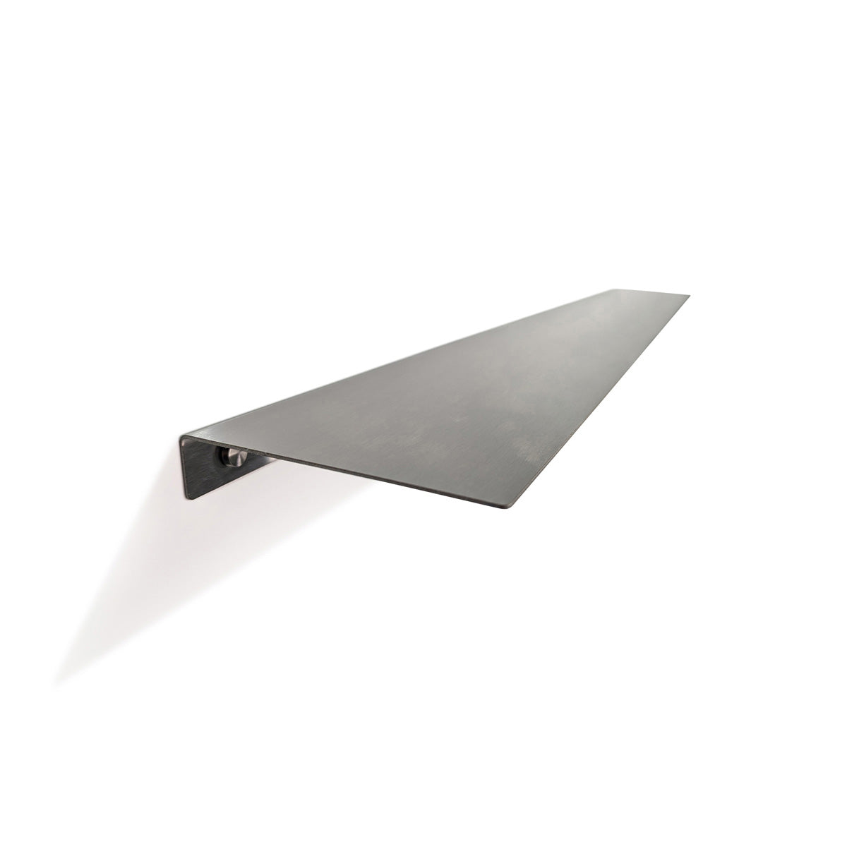 Side View of made-to-measure simple design stainless steel shelf by Fig & Forge