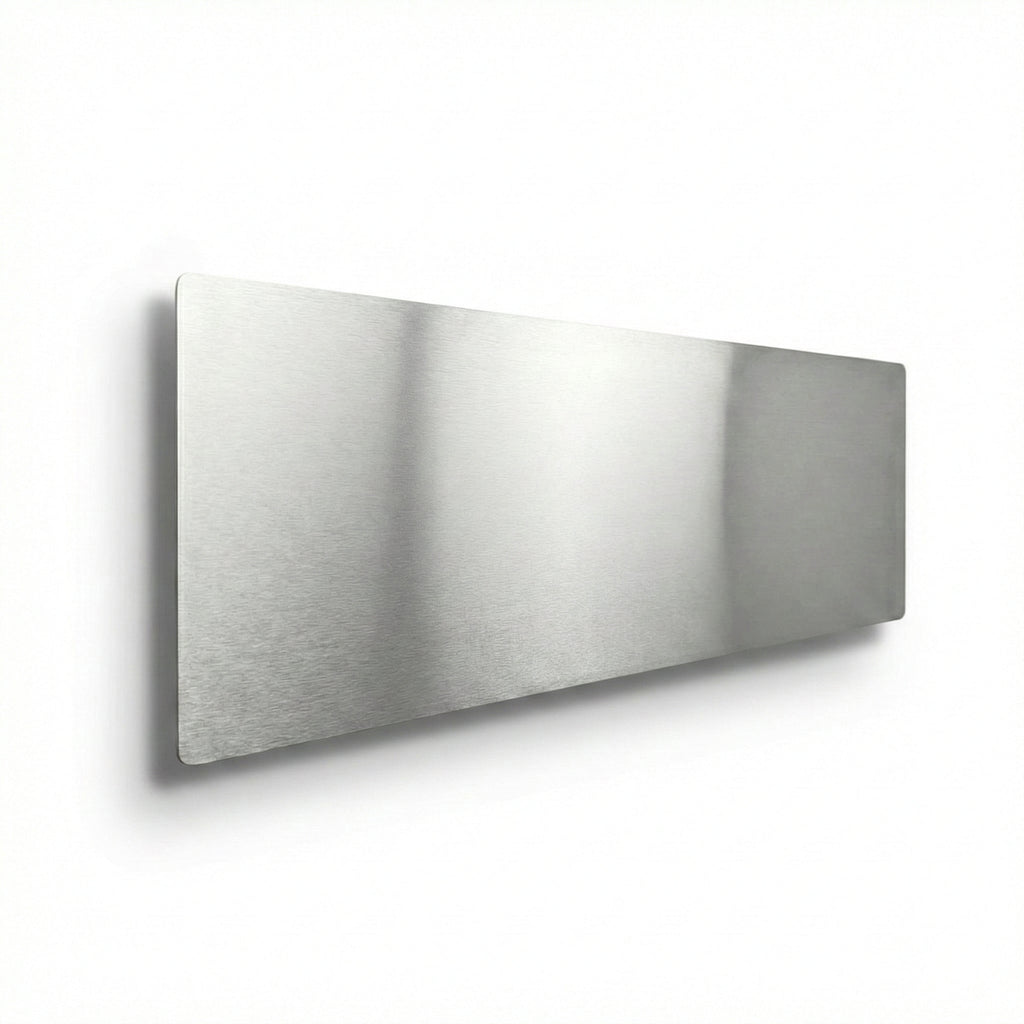 Horizontal perspective of a bespoke floating magnetic board by Fig & Forge, showing the slim-profile industrial design and seamless edges