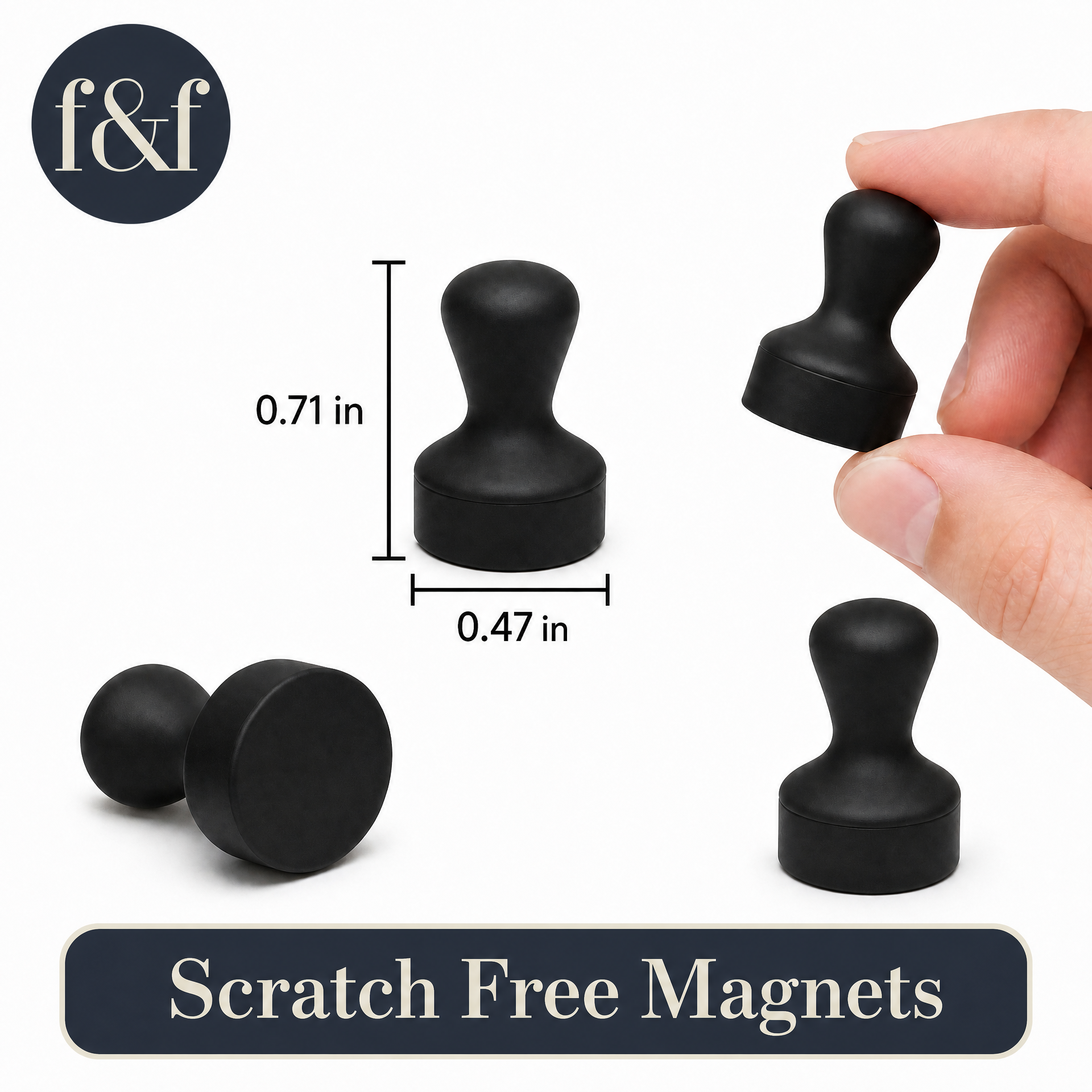 Scratch-resistant Black Magnets (Set of 5)